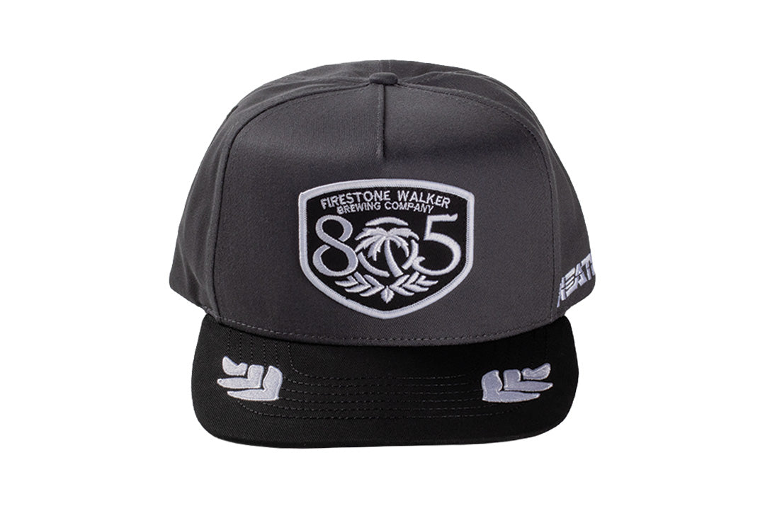 Front angle of the Heat Wave x 805 Properly Chill Hat - Grey on a white background