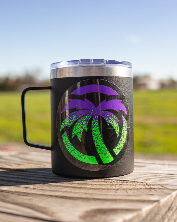 Heat Wave Visual Palm Tree Green and Purple Sticker