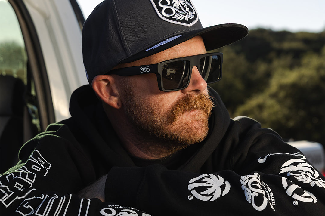 Man wearing the Rayth Sunglasses: Heat Wave x 805