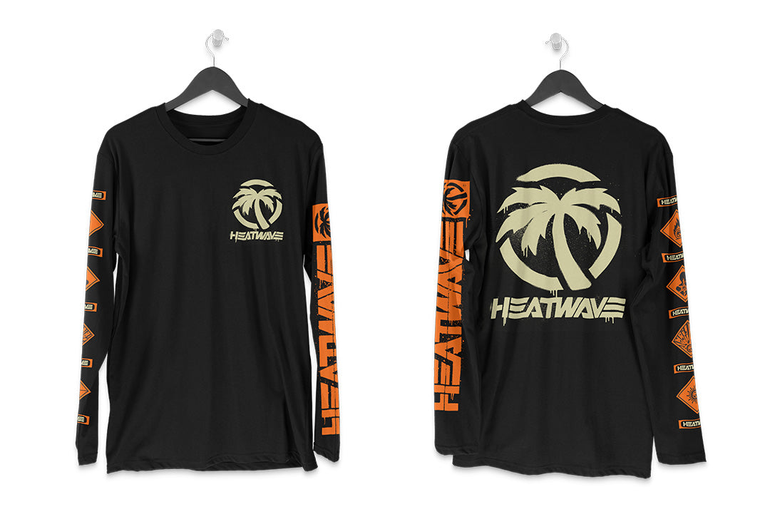 Heat Wave Visual Ammo Can Longsleeve with spray paint palm graphic.