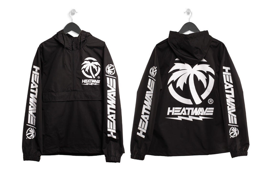 Heat Wave Visual Bolt Anorak Black with kangaroo pouch.