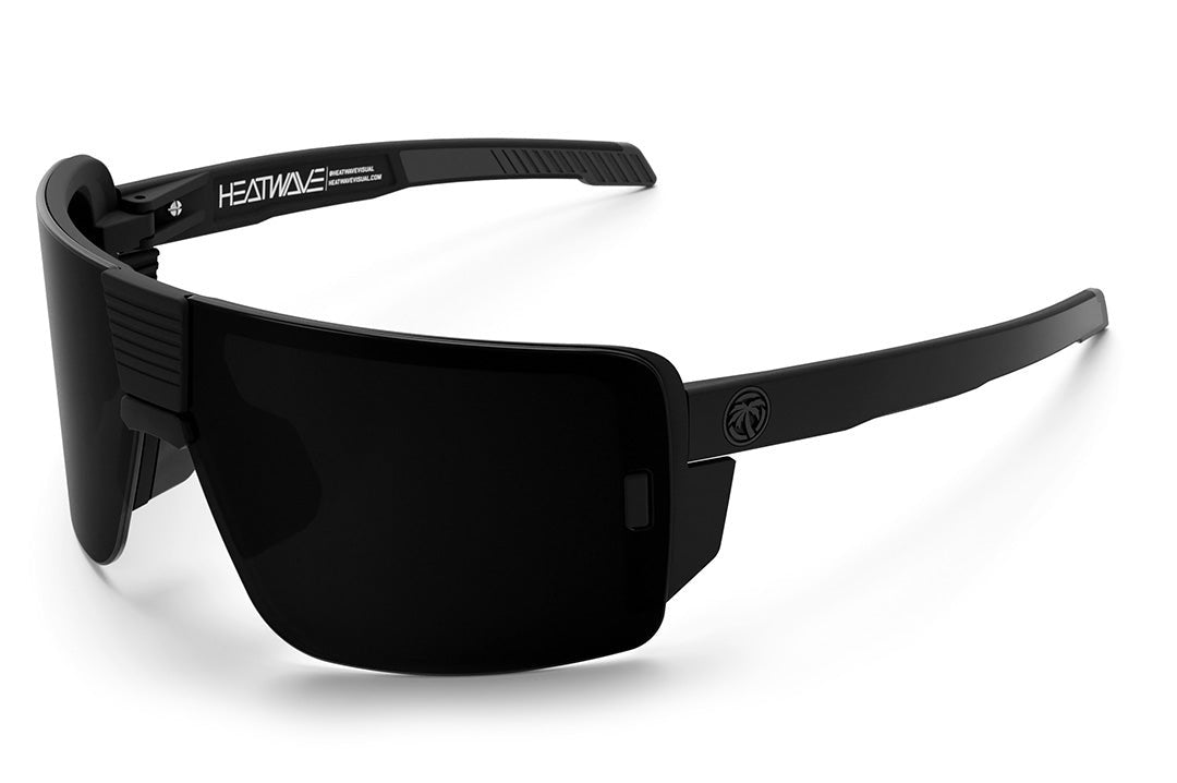 Heat Wave Visual Vector Sunglasses with black frame and ultra black lens.