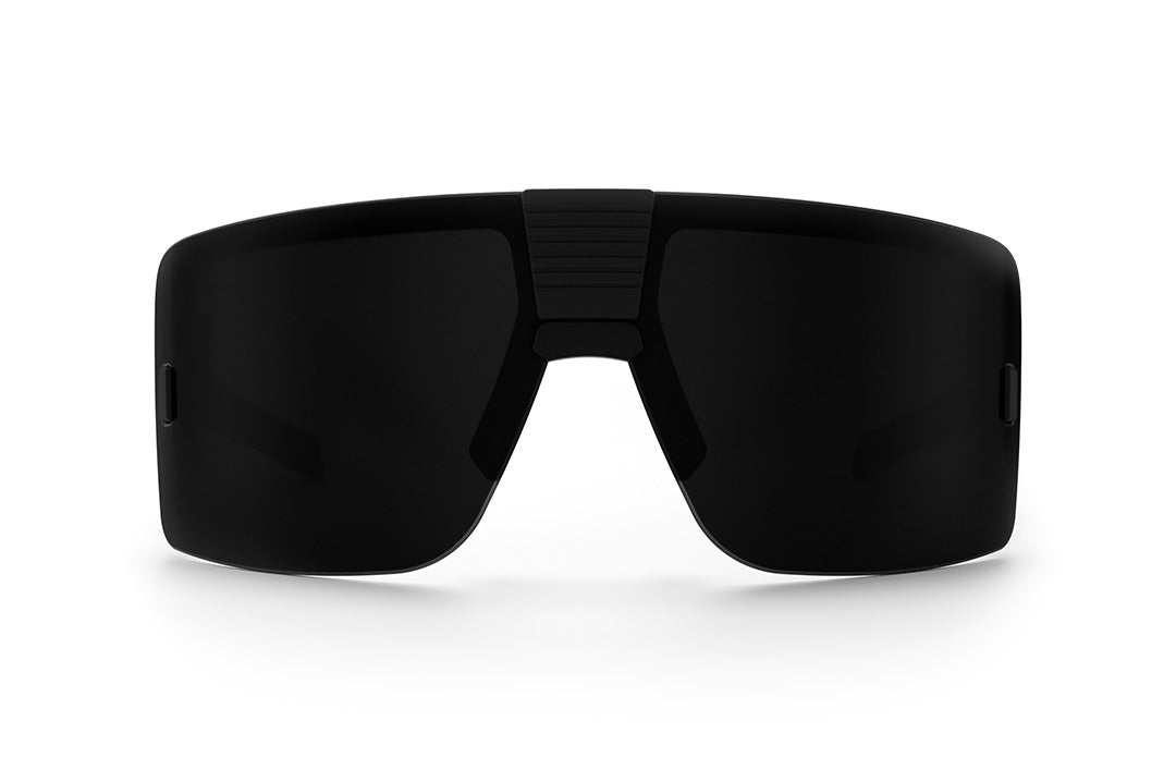 Front of Heat Wave Visual Vector Sunglasses with black frame and ultra black lens.