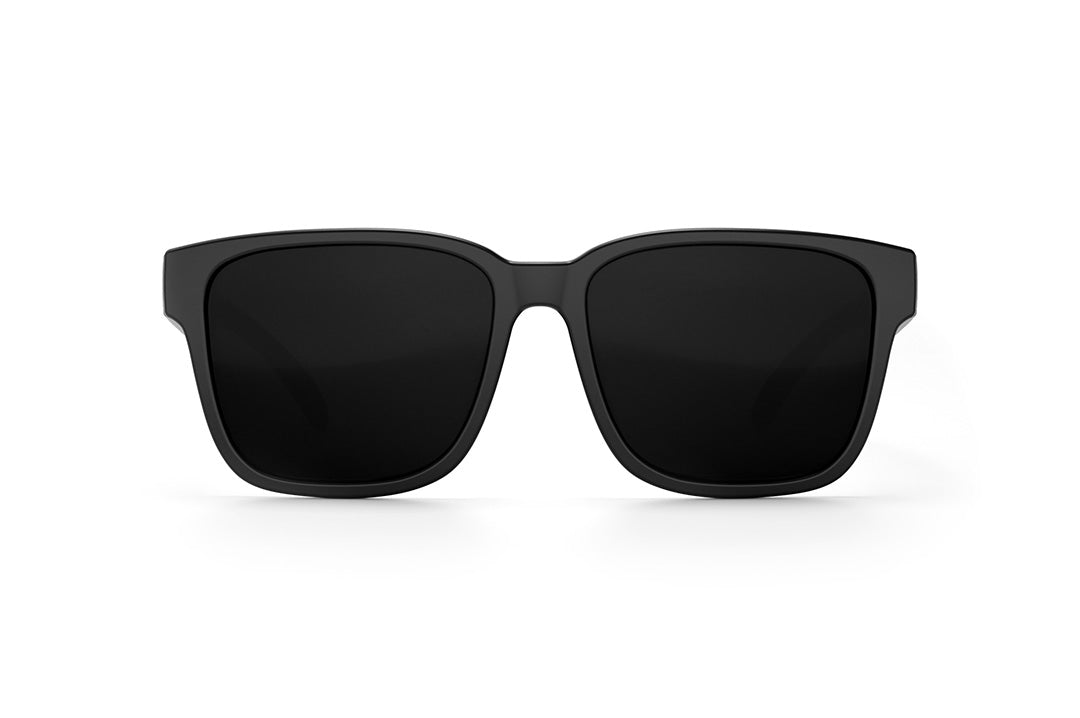 Front of Heat Wave Visual Apollo Sunglasses with black frame and ultra black lenses.