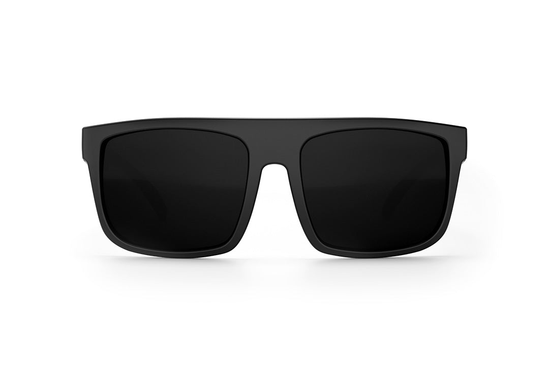 Front of Heat Wave Visual Regulator Sunglasses with black frame and ultra black lenses.