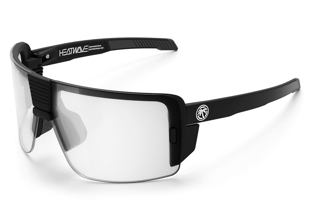 Heat Wave Visual Vector Sunglasses with black frame and clear lens.