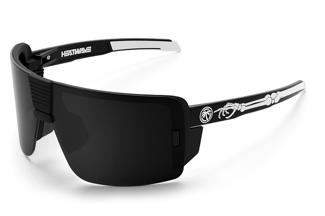 Heat Wave Visual Vector Sunglasses with black frame, bones arms and black lens.