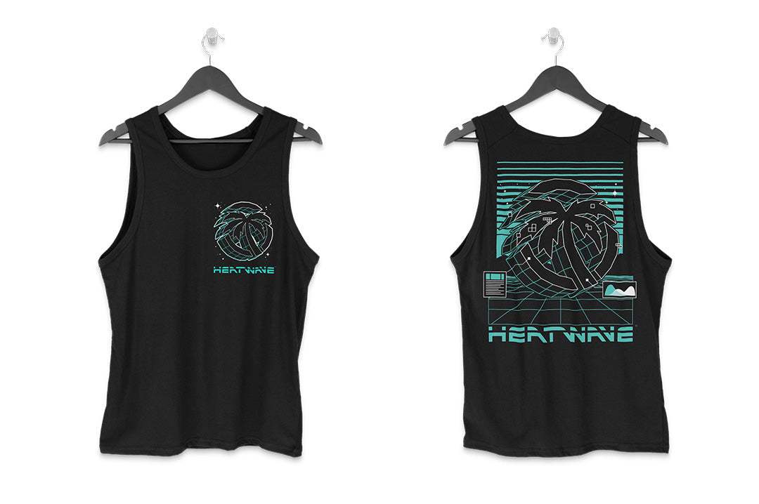 Heat Wave Visual Console black tank top with console graphic on the back.