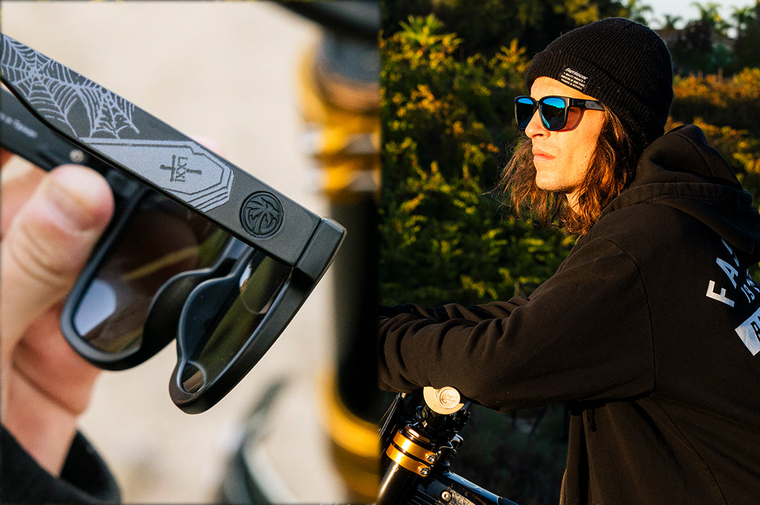 Patrick Evans rocking the Heat Wave Visual Patrick Evans Apollo Sunglasses.