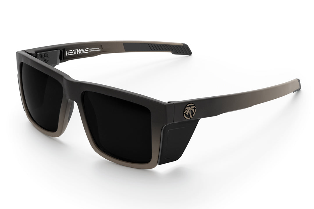 3/4 angle shot of the Performance Vise Sunglasses: FDE Fader Z87+ on a white background with black side shields