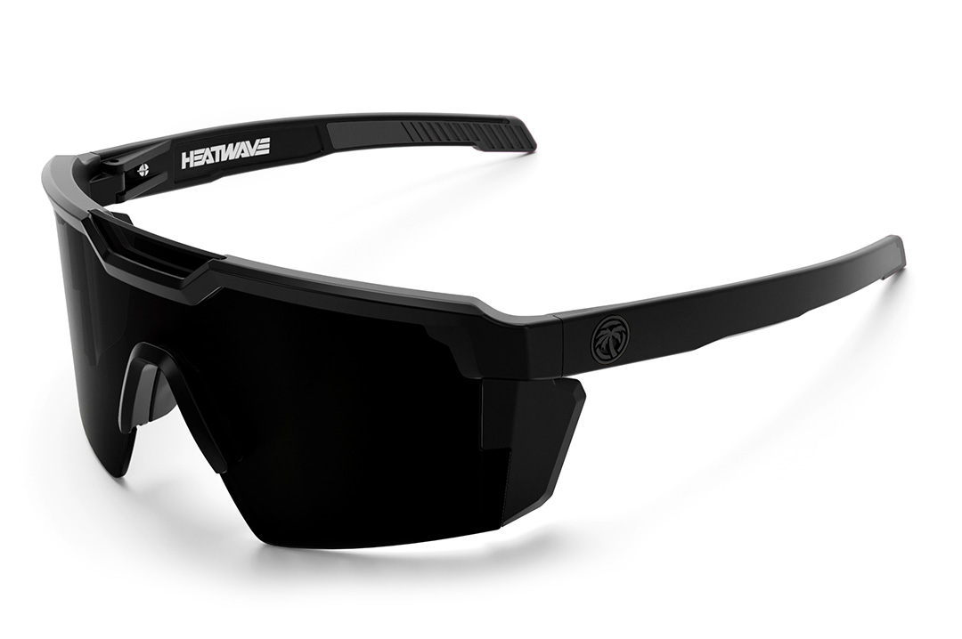 Heat Wave Visual Future Tech Sunglasses with black frame and ultra black lens.