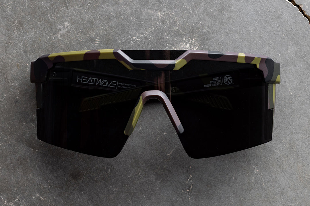 Heat Wave Visual Future Tech Z87+ Sunglasses with fleck camo frame close-up