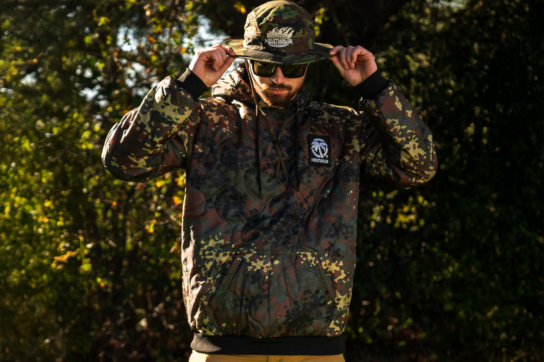 Caden rocking the Heat Wave Visual Flektarn Camo Woobie Hoody.