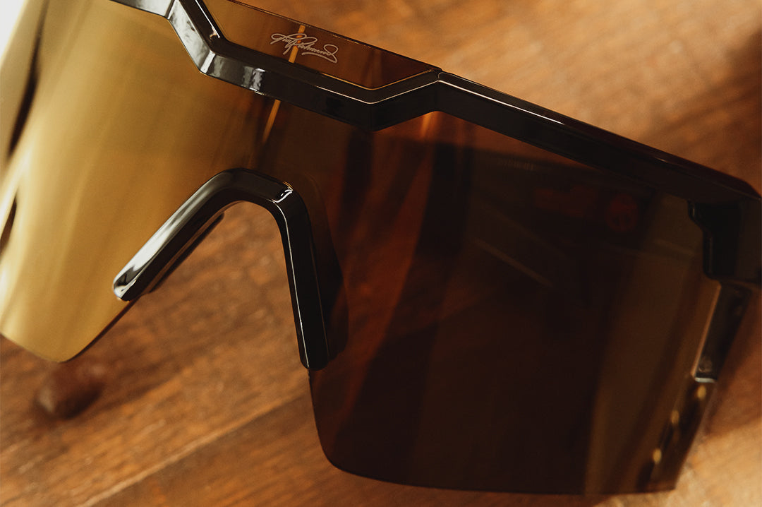 Close up shot of the Future Tech Sunglasses: Hendrick Motorsports | Tim Richmond 25 Folgers