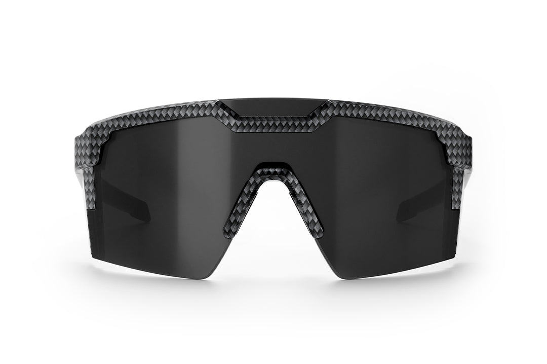 Front view of the Future Tech Sunglasses: Carbon Fiber Z87+ on a white background