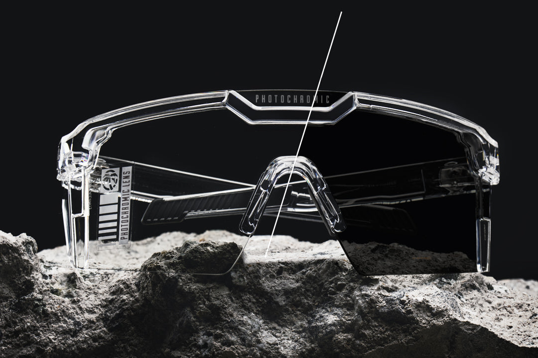 Future Tech Sunglasses: VAPOR CLEAR Frame Photochromic Lens Z87+