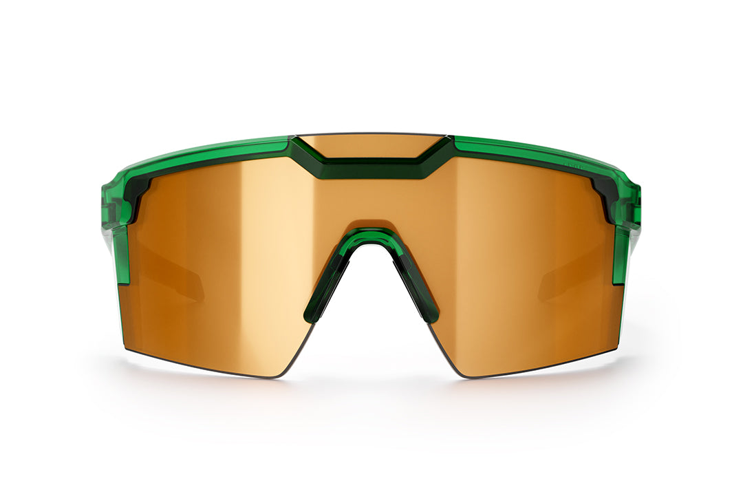 Front angle shot of the Future Tech Sunglasses: Cycad Green Z87+ on a white background.