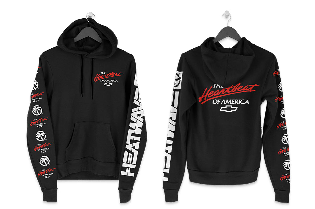 Heat Wave Visual Heart Beat of America Sweatshirt Black with Black/Red Logo.