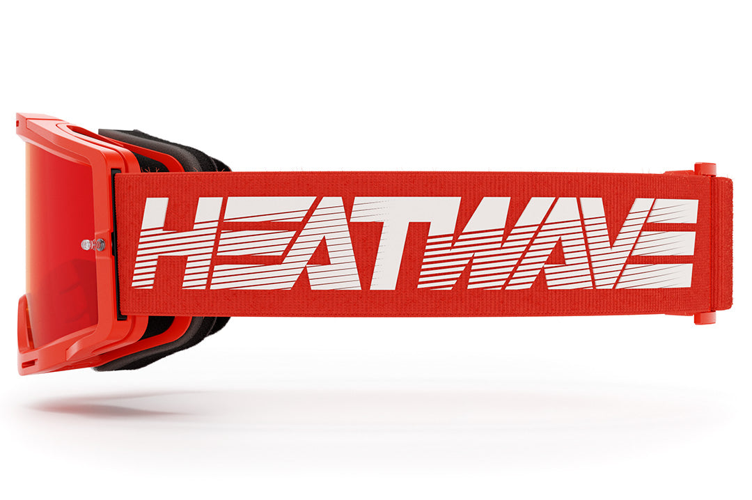 Side of the Heat Wave Visual MXG 250 Motosport Goggle in the hydrocraft magma red color way. 