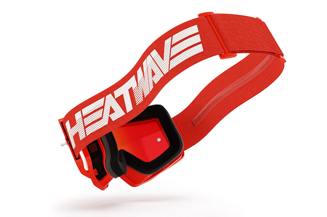 Back of the Heat Wave Visual MXG 250 Motosport Goggle in the hydrocraft magma red color way. 