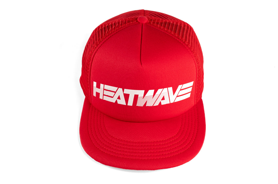 Top of the Heat Wave Visual Hydro Red Trucker Hat. 