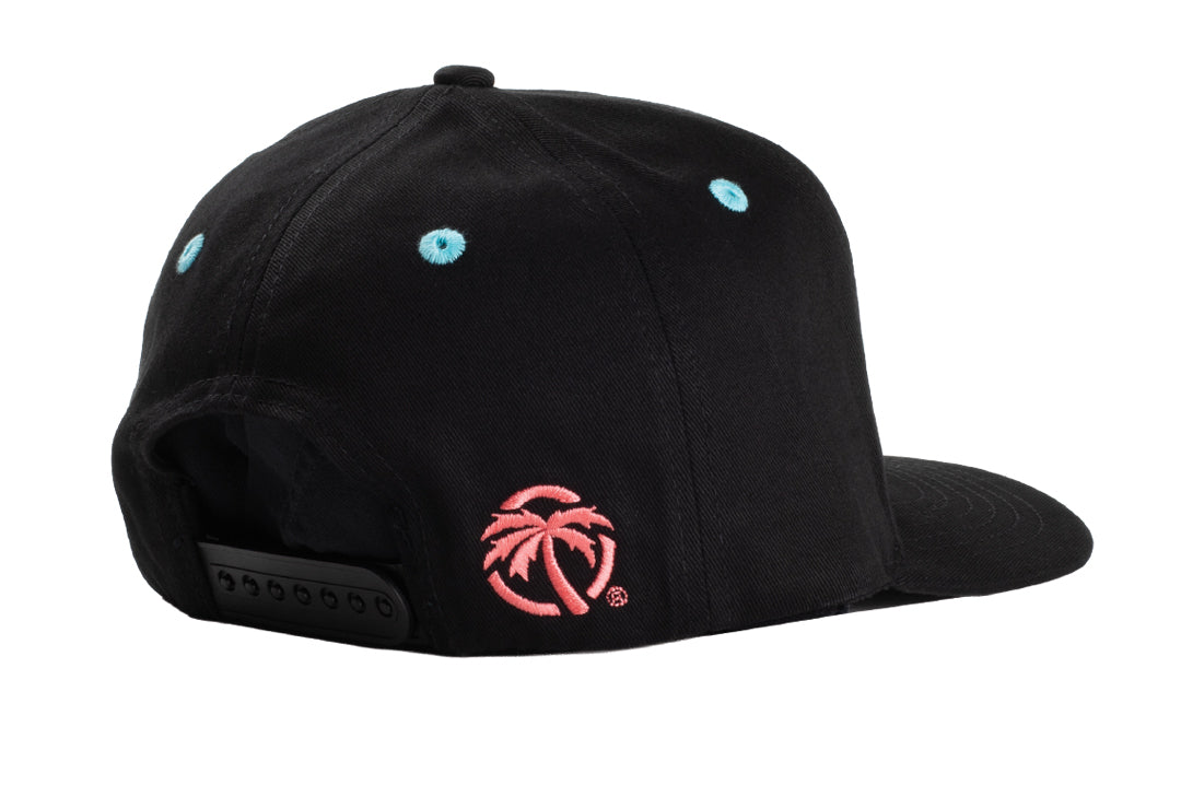 Side view of the Heat Wave x Tall Boy Youth Icon Flash Hat - Black on a white background