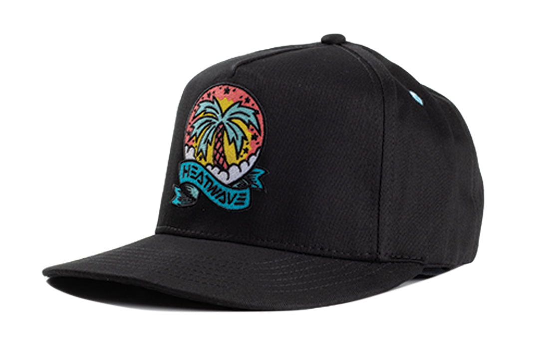 3/4 view of the Heat Wave x Tall Boy Icon Flash Hat - Black on a white background