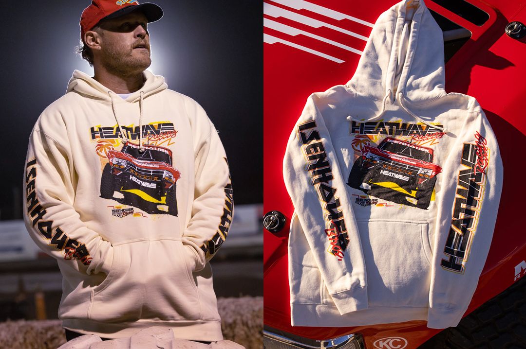 Dillon rocking the Heat Wave Visual Isenhouer Racing Sweatshirt.