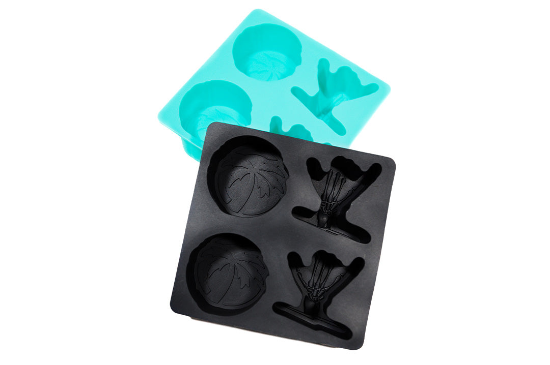 Shreddy Lyfe X Heat Wave Ice Trays in black and teal.