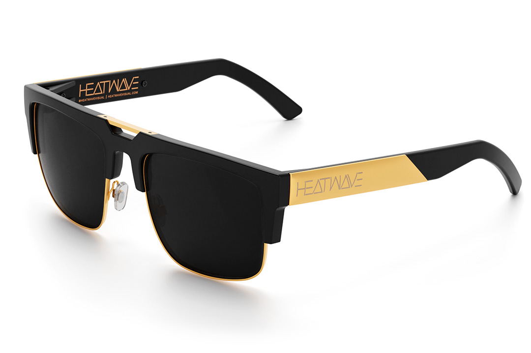 Heat Wave Visual Interceptor Sunglasses with black/gold frame and ultra black lenses.