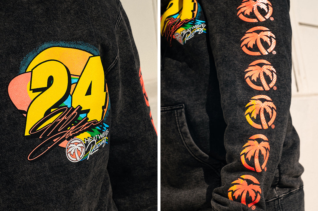 Out arm print of the Jeff Gordon x Heat Wave Visual Sweatshirt.
