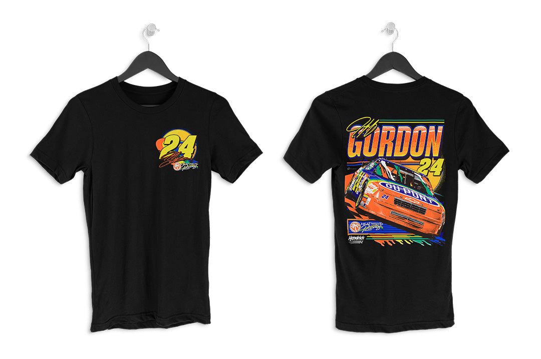 Jeff Gordon x Heat Wave Visual T-shirt with nascar graphic on the back.