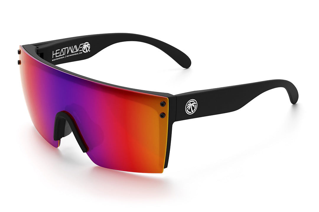 Heat Wave Visual H2O Lazer Face Sunglasses with black frame and atmosphere red blue lens.