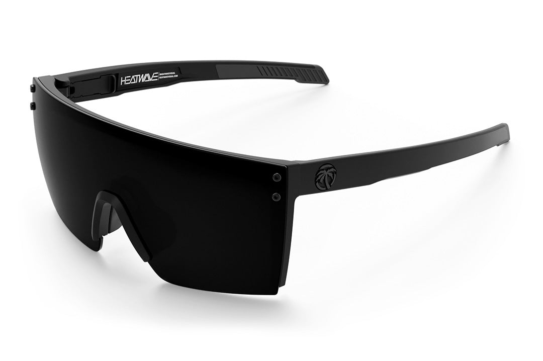 Heat Wave Visual Performance Lazer Face Sunglasses with black frame and ultra black lens.