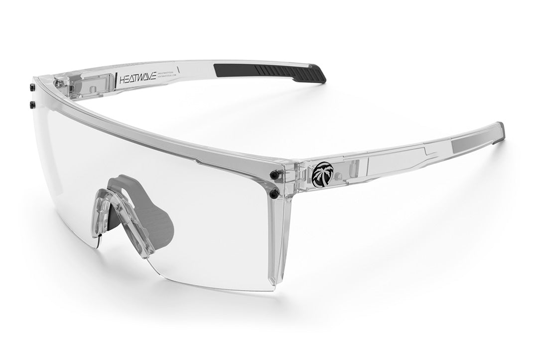 Heat Wave Visual Performace Lazer Face Sunglasses with clear frame and anti fog clear lens.