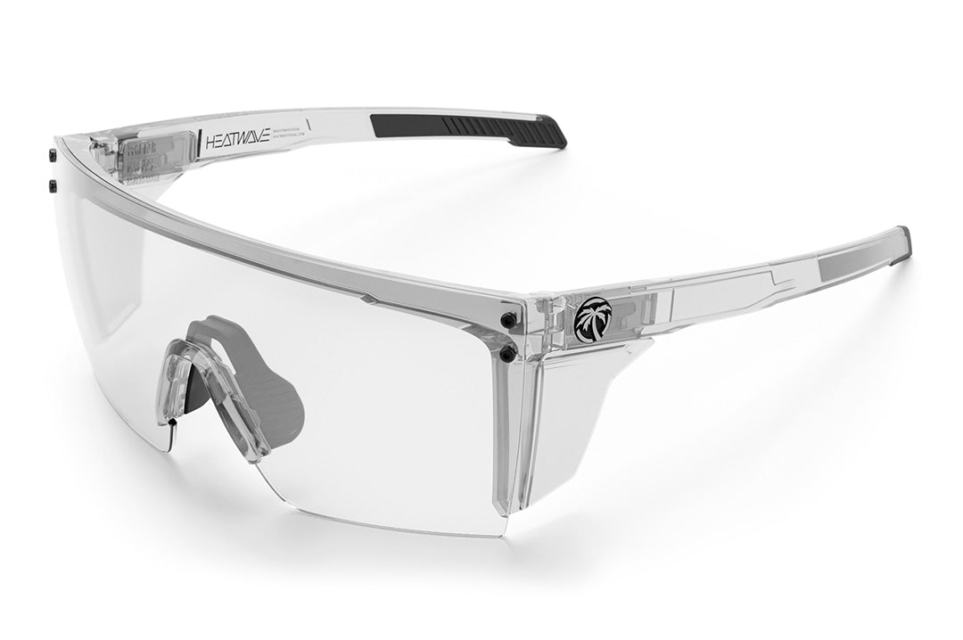 Heat Wave Visual Performance XL Lazer Face Sunglasses with clear frame, anti-fog clear lens and clear side shields.