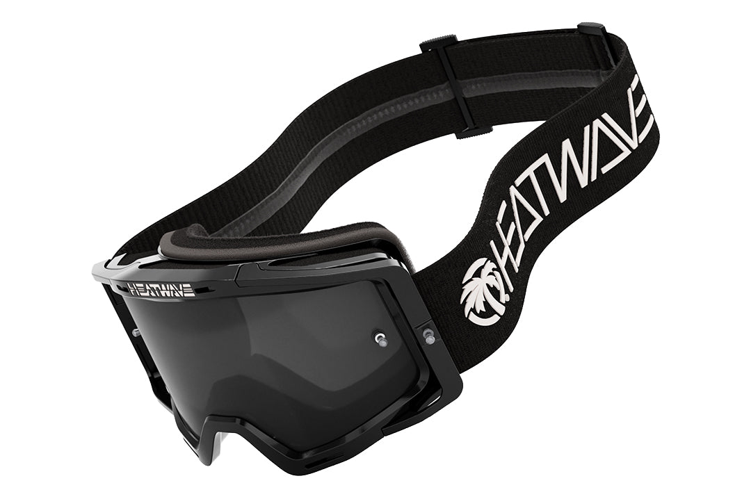 3/4 angle of the MXG-250 Moto Goggle - Delta BLACK on a white background
