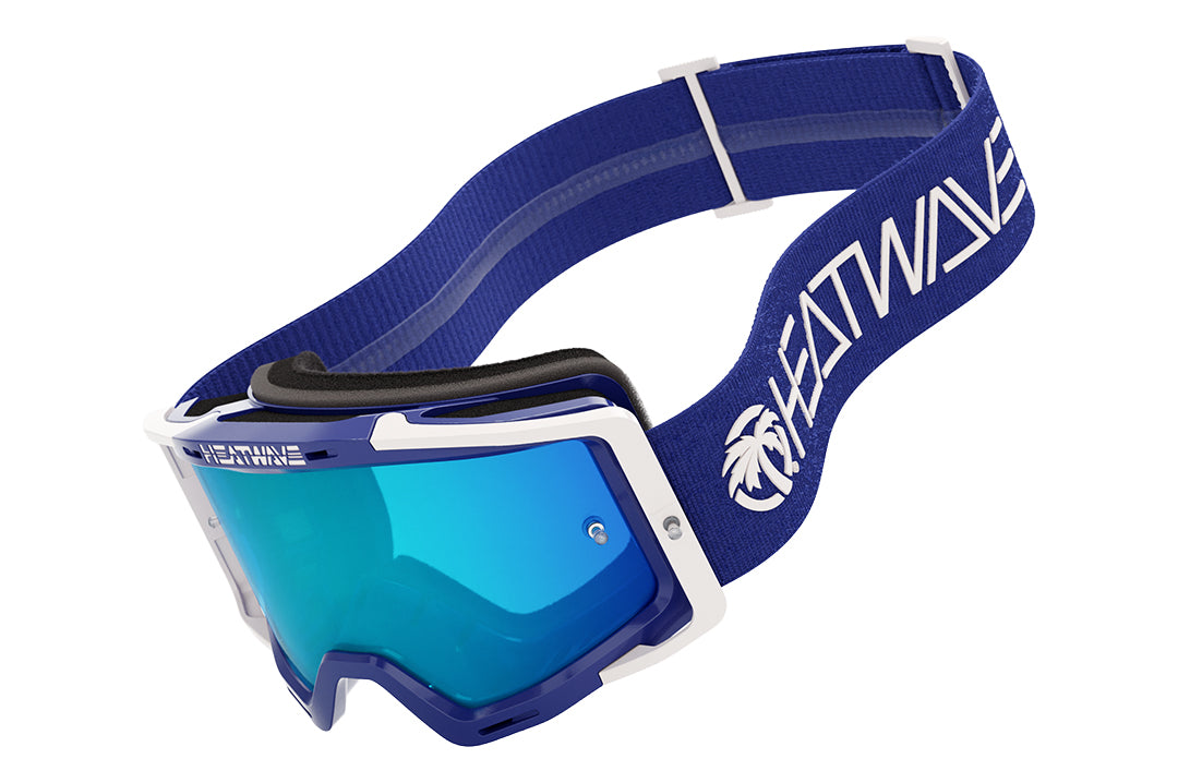 3/4 angle of the MXG-250 Moto Goggle - Delta BLUE on a white background