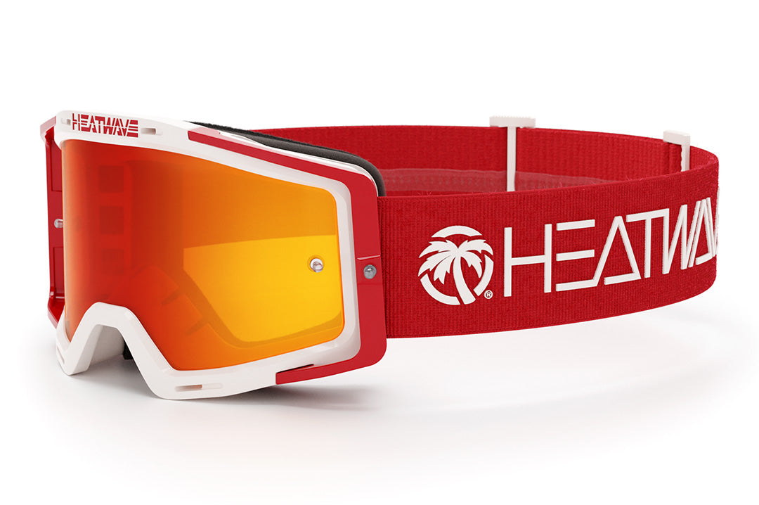 3/4 angle of the MXG-250 Moto Goggle - Delta RED on a white background 