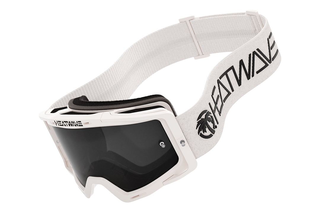 3/4 angle of the MXG-250 Moto Goggle - Delta WHITE on a white background