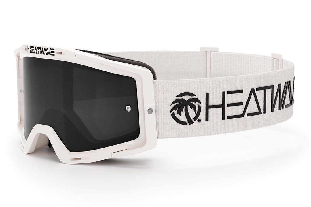 3/4 angle of the MXG-250 Moto Goggle - Delta WHITE on a white background