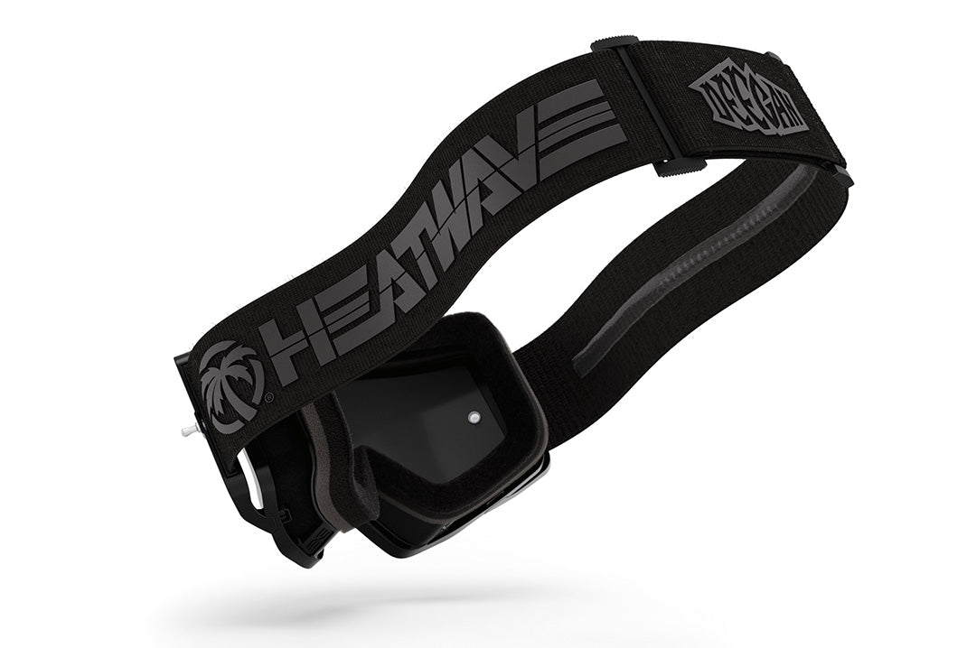 Back of the Heat Wave Visual MXG 250 Motosport Goggle in the Brian Deegan black color with black lens.