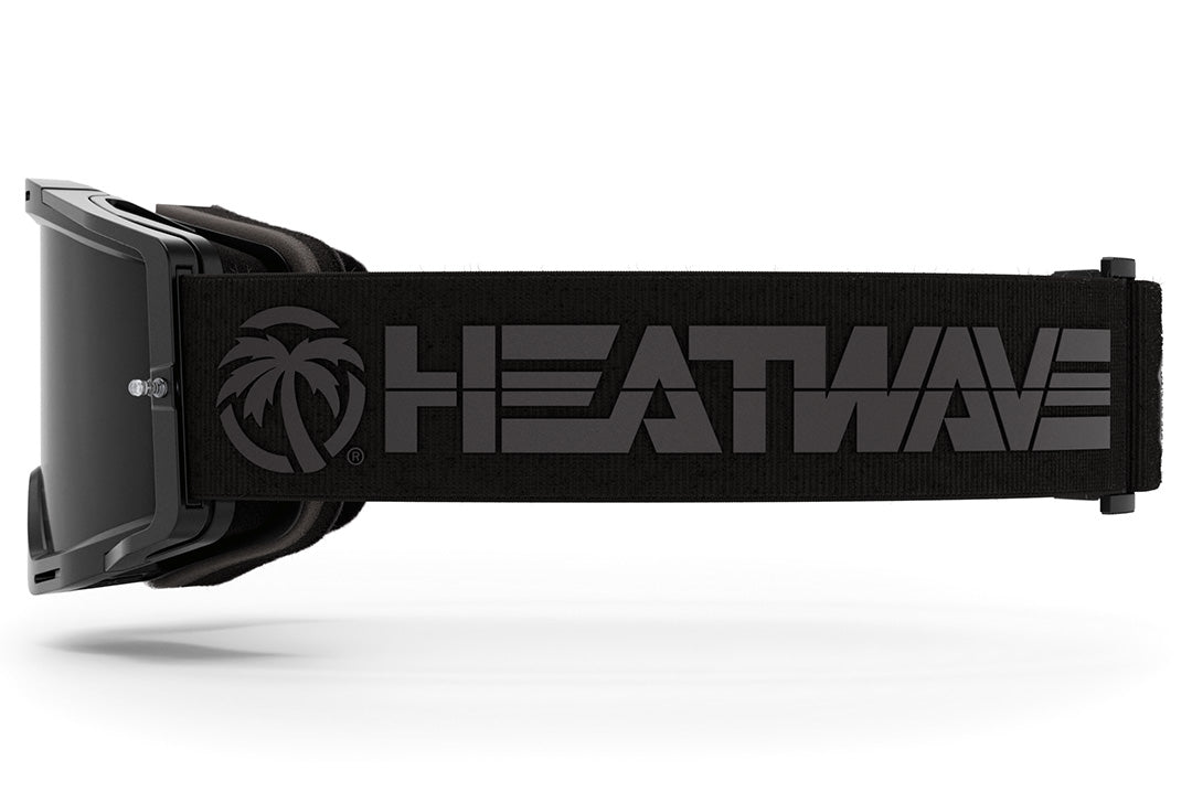 Side of the Heat Wave Visual MXG 250 Motosport Goggle in the Brian Deegan black color with black lens.