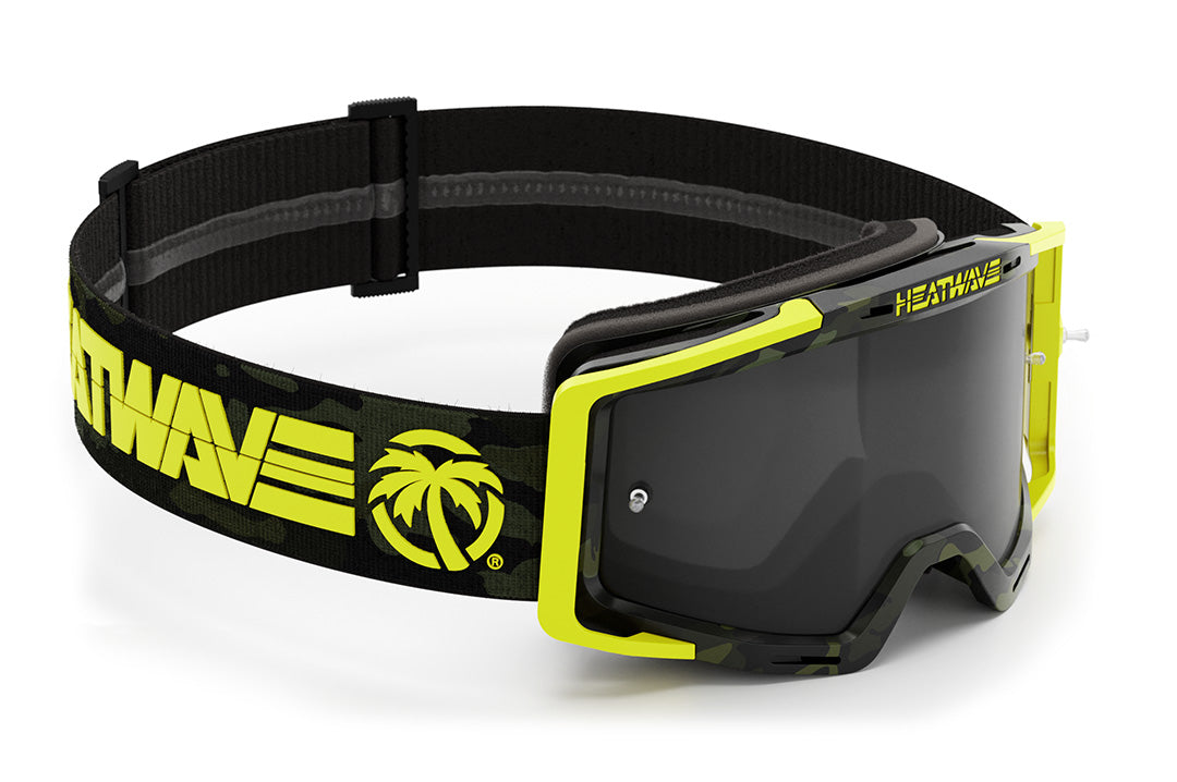 Heat Wave Visual MXG 250 Motosport Goggle in the Deegan Camo color way with a black lens.