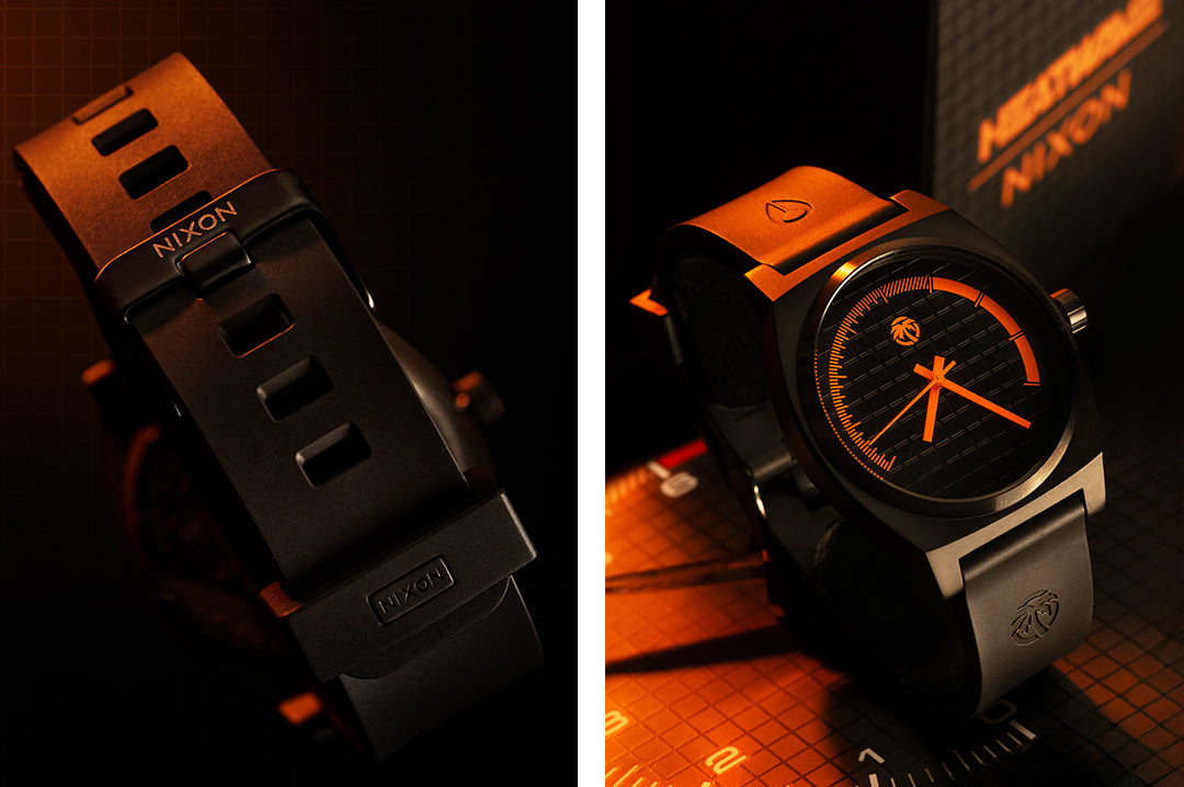 Heat Wave Visual x Nixon Time Teller Watch. 