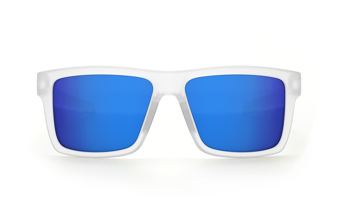 Front view of the Performance Vise Sunglasses: Vapor Frost Frame Coastal Lens Z87+ on a white background.