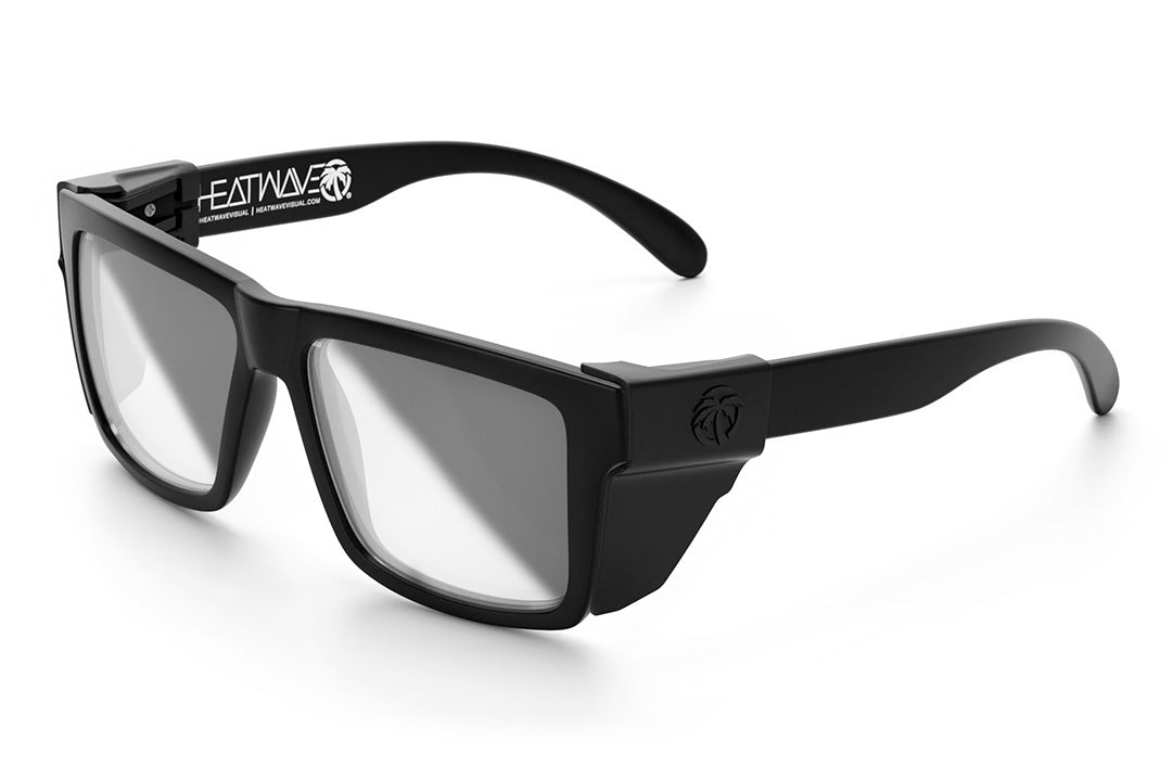 Heat Wave Visual Vise Z87 Sunglasses with black frame, photochromic lenses and black side shields.