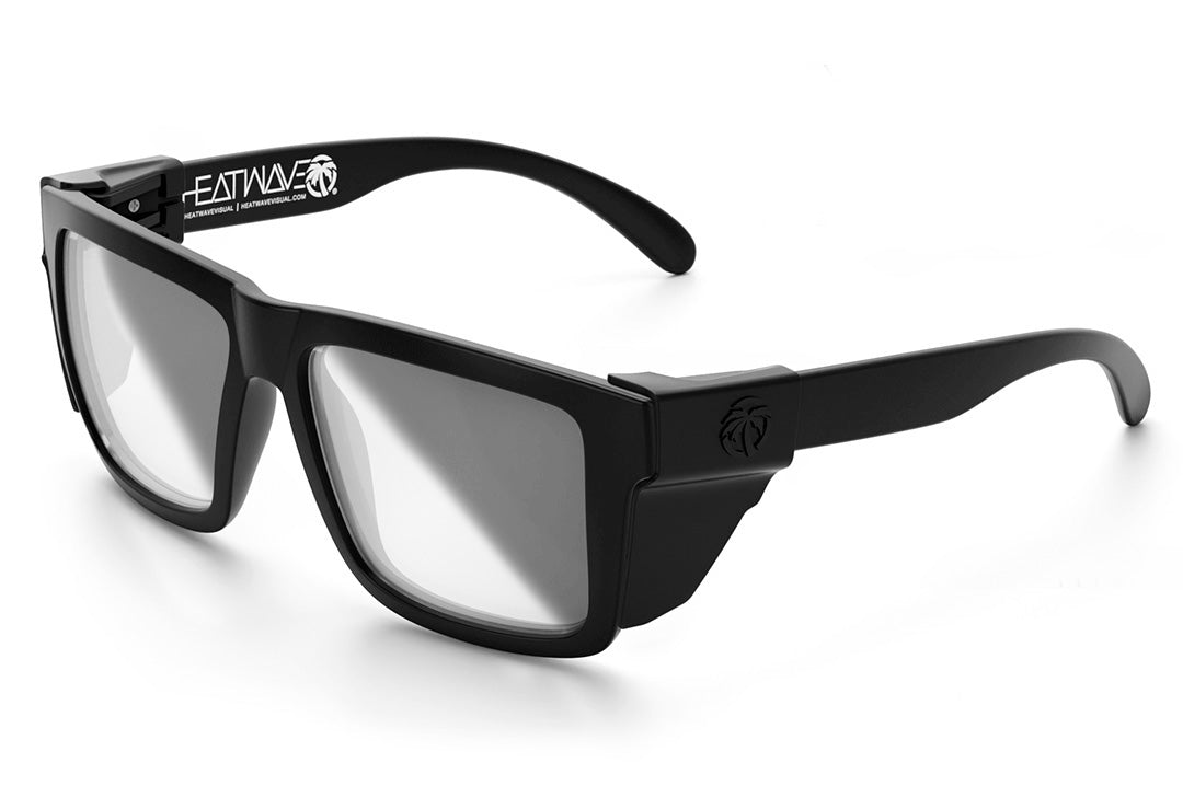Heat Wave Visual XL Vise Sunglasses with black frame, photochromic lenses and black side shields.