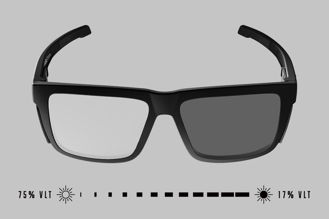 Heat Wave Visual Performance XL Vise Sunglasses with vapor clear frame and photochromic lenses.