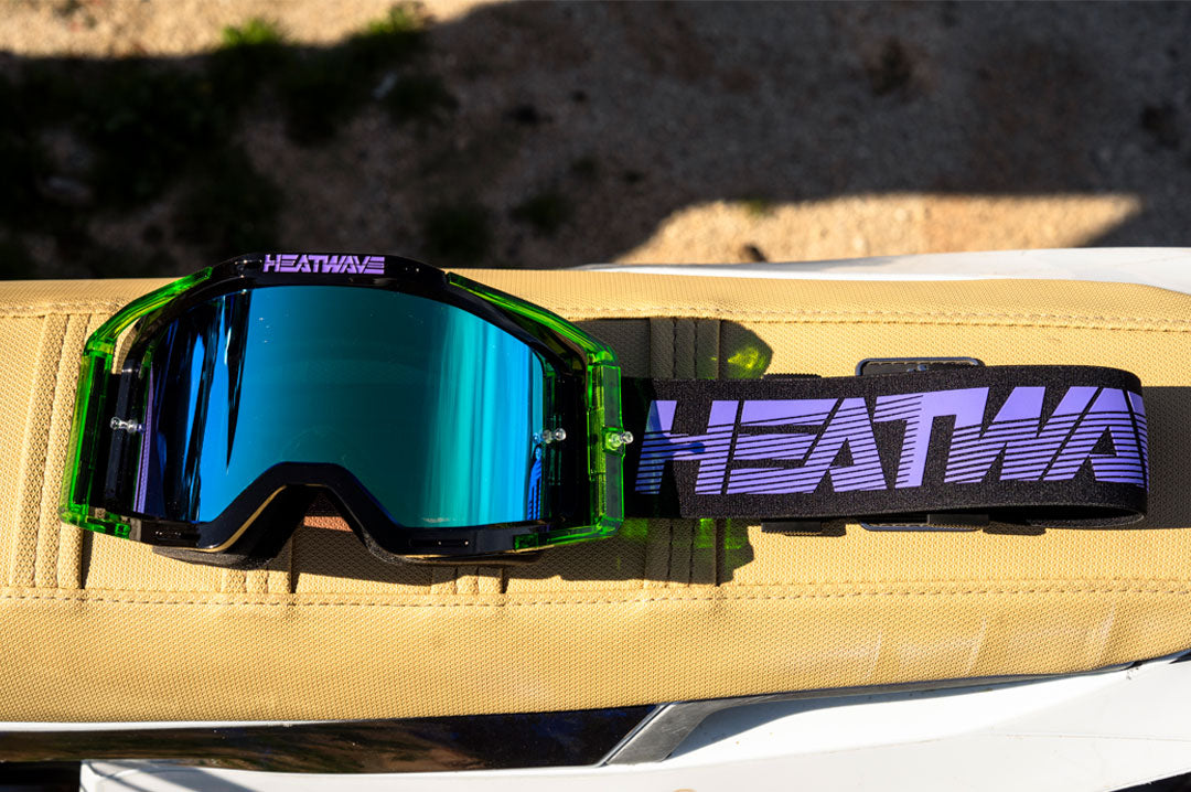 Heat Wave Visual MXG 250 Motorsport Goggle in the Hydro Digger color way with a Piff lens.